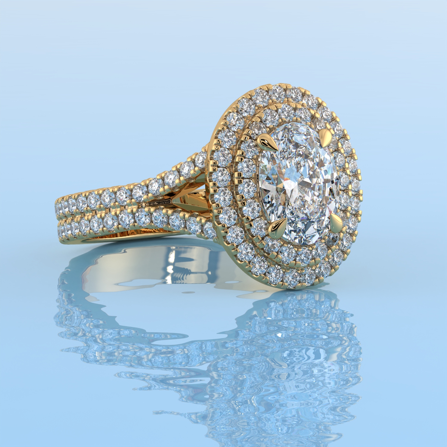 Double Halo Engagement Ring